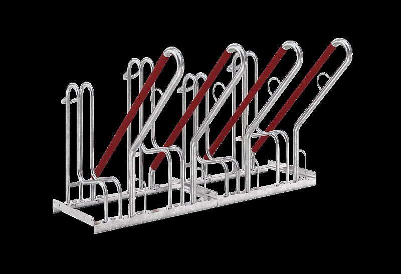 Fahrradständer OAKLAND einseitig, 4 Stellplätze, 4 Anlehnbügel, Radabstand 350 mm
