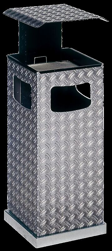 Abfallbehälter DUBLIN mit Ascher, Schutzdach in RAL 7021 schwarzgrau
