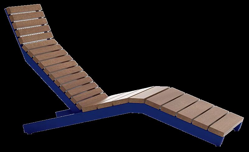 Liegebank RIVAGE zum Aufdübeln, mit Jatobaholzbelattung, Stahlteile in RAL 5002 ultramarinblau