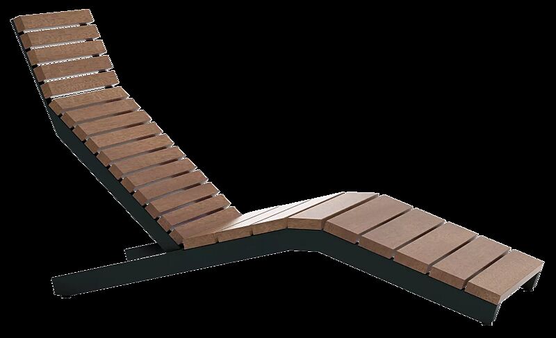 Liegebank RIVAGE zum Aufdübeln, mit Jatobaholzbelattung, Stahlteile in RAL 9005 tiefschwarz