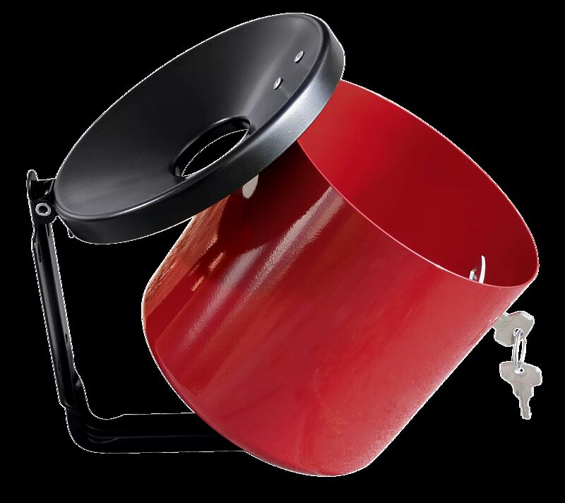 Entleerung von Wandascher GLASGOW, 2,4 Liter, in RAL 3001 signalrot, mit Zylinderschloss