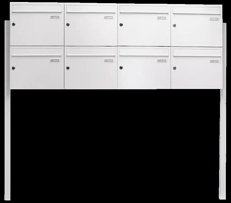 Briefkastenanlage BRETAGNE, mit 8 Briefkästen, zum Einbetonieren, in RAL 9016 verkehrsweiß