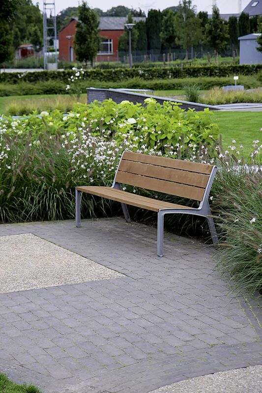 Sitzbank MIELA mit Rückenlehne, mit Jatobaholzbelattung