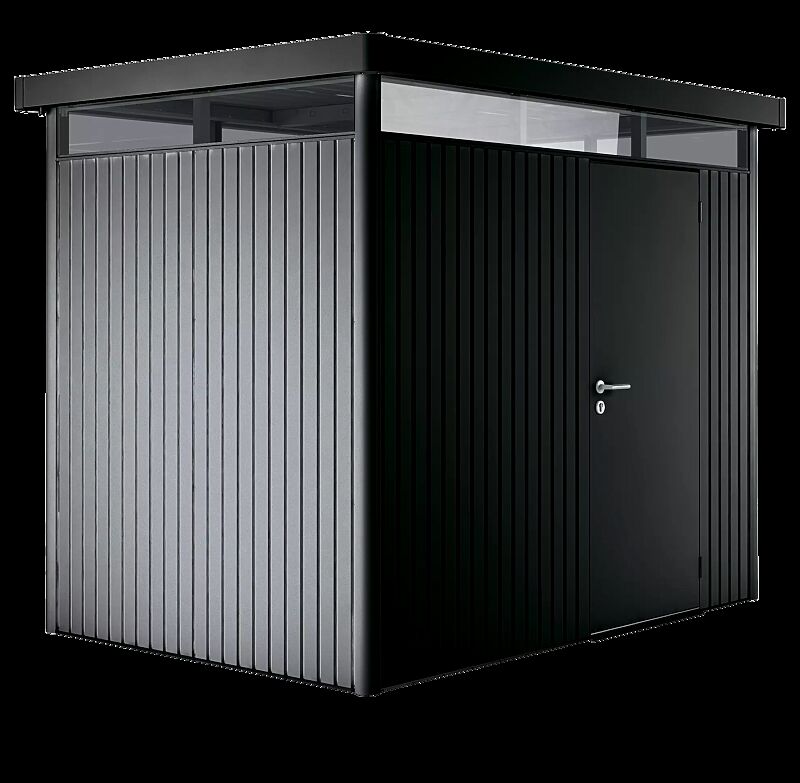 Gerätehaus HighLine®, Modell 2 in dunkelgrau-metallic, mit Einflügeltür