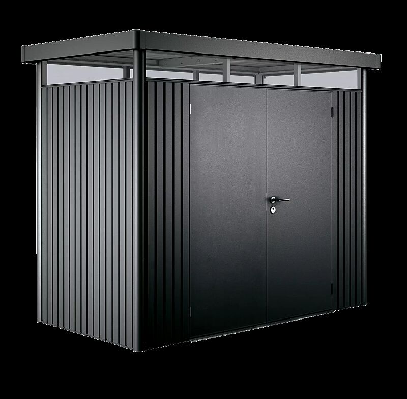 Gerätehaus HighLine®, Modell 1 in dunkelgrau-metallic, mit Doppelflügeltür