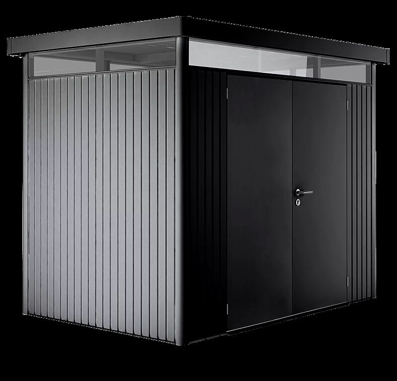 Gerätehaus HighLine®, Modell 2 in dunkelgrau-metallic, mit Doppelflügeltür