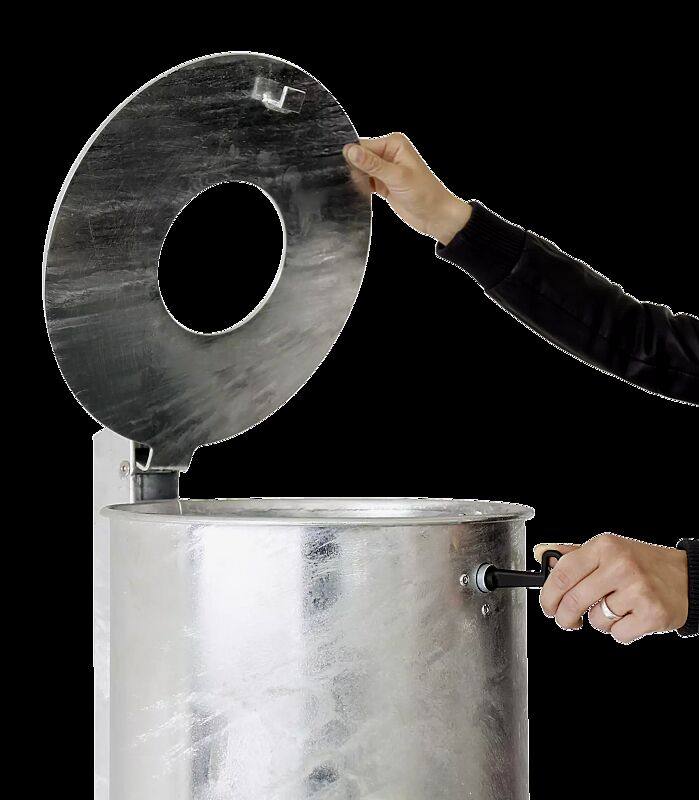 Abfallbehälter KÖLN, ohne Ascher, 50 Liter, Vollblech, zum Einbetonieren, feuerverzinkt