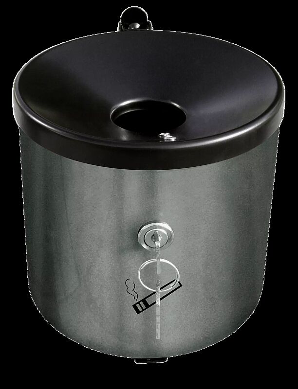 Wandascher GLASGOW, 2,4 Liter, in graualuminium ähnlich RAL 9007, mit Zylinderschloss