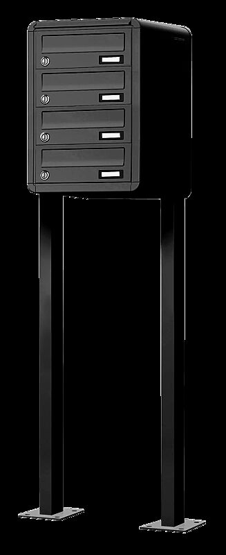 Freistehende Briefkastenanlage METZ zum Aufdübeln, 4-teilig, in RAL 7016 anthrazitgrau
