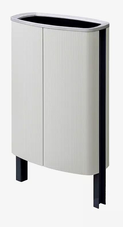 Abfalbehälter MINIUM mit seitlichen Pfosten zum Aufdübeln, Stahlteile in RAL 9005 tiefschwarz