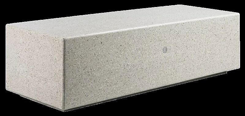 Sitzbank DEMETRA ohne Rückenlehne, aus Beton, Sitzfläche geschliffen, in Granitoptik weiß