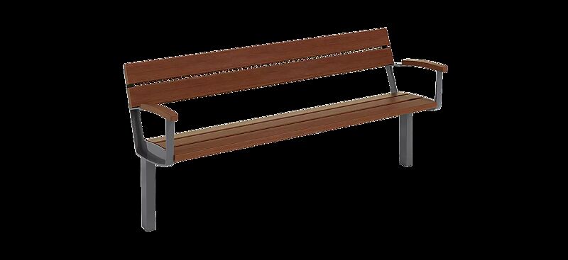 Seniorenbank INTERVERA mit Jatobaholzbelattung, Stahlteile in RAL 9007 graualuminium