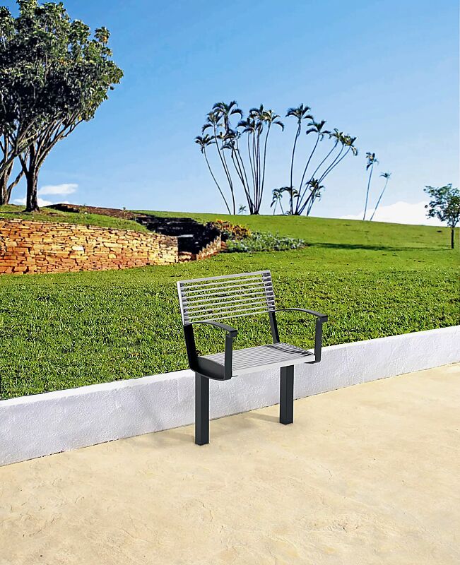 Senioren-Sitz INTERVERA, Auflage Edelstahl, Unterkonstruktion in RAL 7016 anthrazitgrau