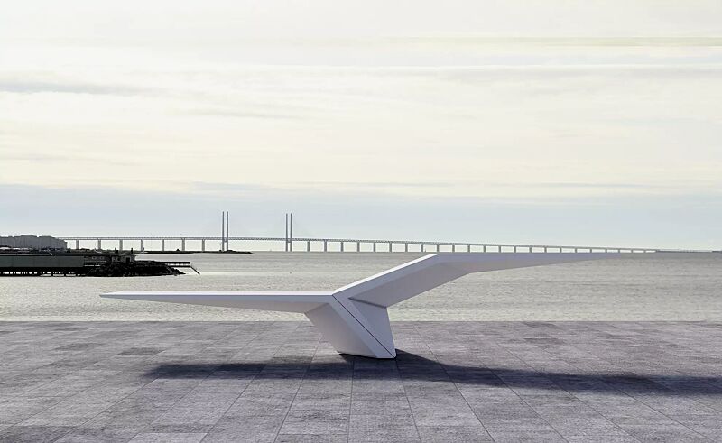 Sitzbank JONATHAN aus UTC®-Beton, in weiß