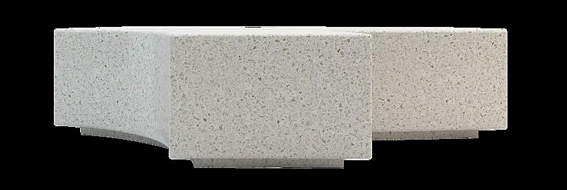 Sitzbank CROSS KUBB aus Beton, Sitzfläche geschliffen, in Granitoptik weiß