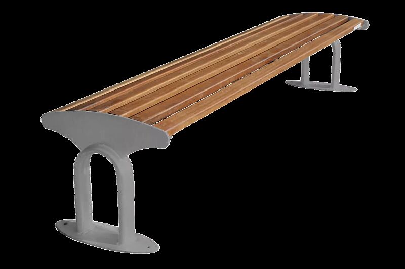 Sitzbank TAURUS ohne Rückenlehne, mit Hartholzbelattung, Stahlteile in RAL 9007 graualuminium