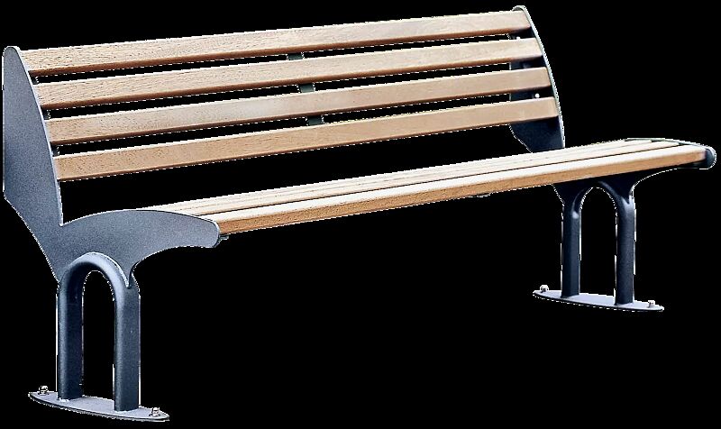 Sitzbank TAURUS mit Rückenlehne, mit Hartholzbelattung, Stahlteile in 7016 anthrazitgrau