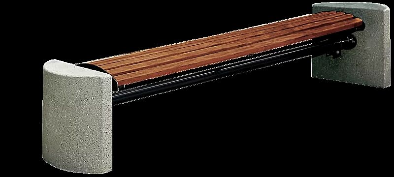 Sitzbank TAURUS ohne Rückenlehne, mit Hartholzbelattung, Stahlteile in RAL 9005 tiefschwarz