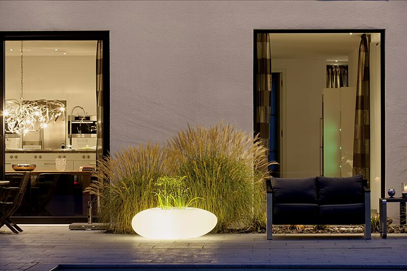 Pflanzbehälter MALUR-LIGHT, Höhe 390 mm, transluzent beleuchtet