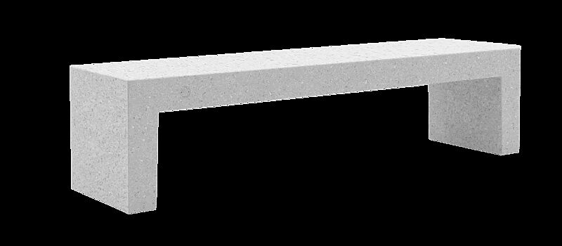 Sitzbank VENEZIA aus Beton, Sitzfläche gestockt, in Granitoptik weiß