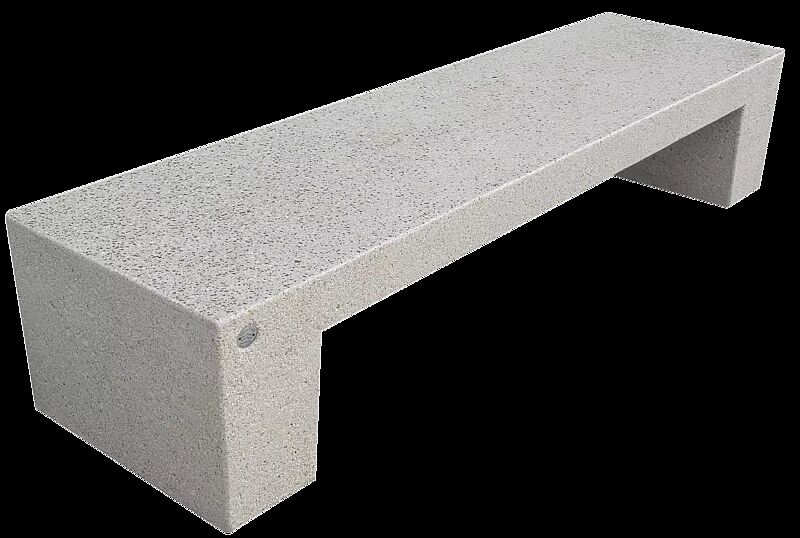 Sitzbank ERACLEA ohne Rückenlehne, aus Beton, Sitzfläche gestockt, in Granitoptik weiß
