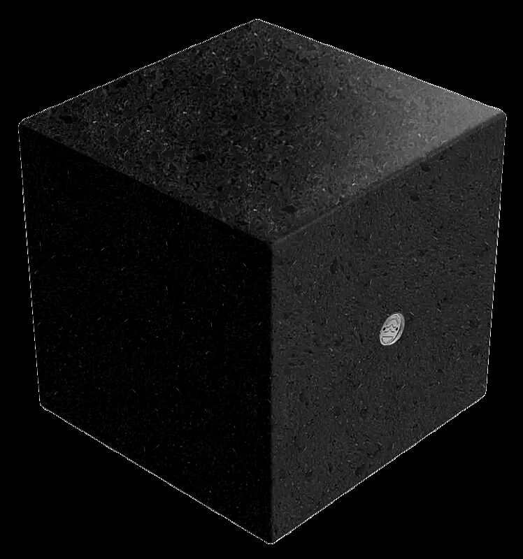 Sitzpoller IDRA aus rekonstituiertem Marmor, Oberseite geschliffen, in schwarz ebano