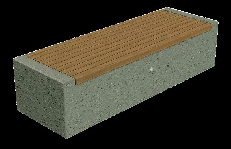 Sitzbank DEMETRA ohne Rückenlehne, aus rekonstituiertem Marmor, mit Okouméholzbelattung, in grün alpi