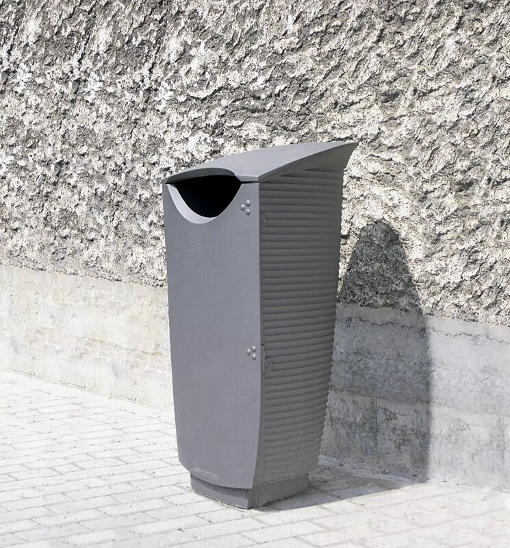 Abfallbehälter NASTRA, Aluminiumguss in RAL 9006 weißaluminium