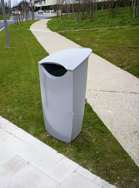 Abfallbehälter NASTRA, Aluminiumguss in RAL 9006 weißaluminium