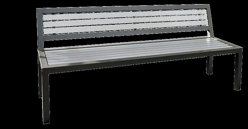 Sitzbank LIGURIA mit Rückenlehne, Rücken- und Sitzfläche mit Edelstahlrechteckrohr, Stahlgestell in DB 703 eisenglimmer