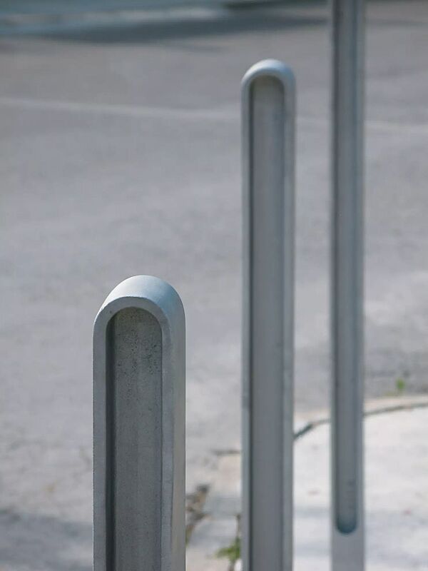 Poller MIELON zum Aufdübeln bei -100 mm, in RAL 9007 graualuminium