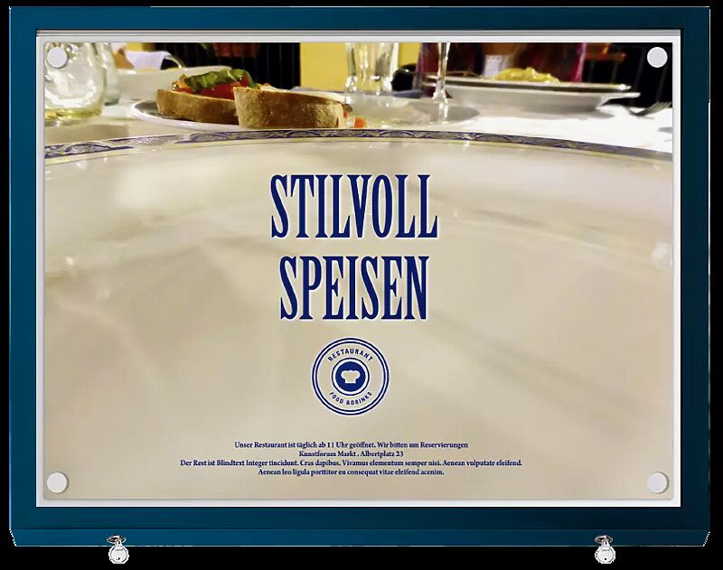 Schaukasten CHOIS, Querformat, Sonderformat, Alu in RAL 5001 grünblau