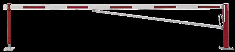Wegesperre FLEN zum Aufdübeln, mit Diagonalstrebe und höhenverstellbarer Auflagestütze, Sperrbreite 5,0 m