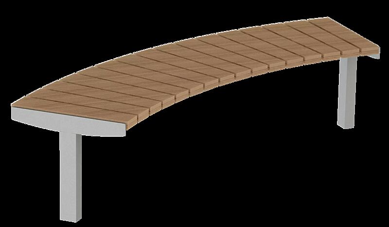 Sitzbank VERA SOLO bestehend aus Einzelelementen, gebogen 45°, modular erweiterbar, Sitzfläche mit Jatobaholzbelattung, Stahlteile in RAL 7035 lichtgrau