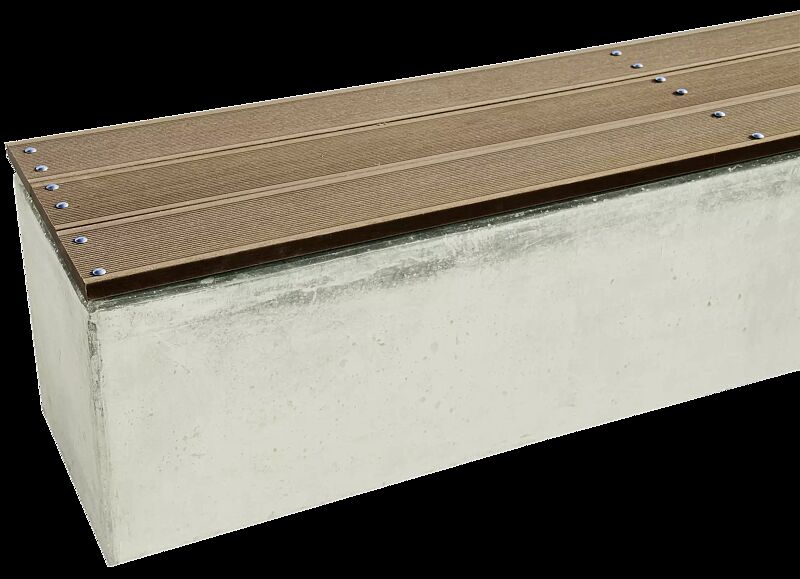 Sitzbank LITHOS ohne Rückenlehne, mit Kunststoffbelattung, Beton in naturweiß - 18