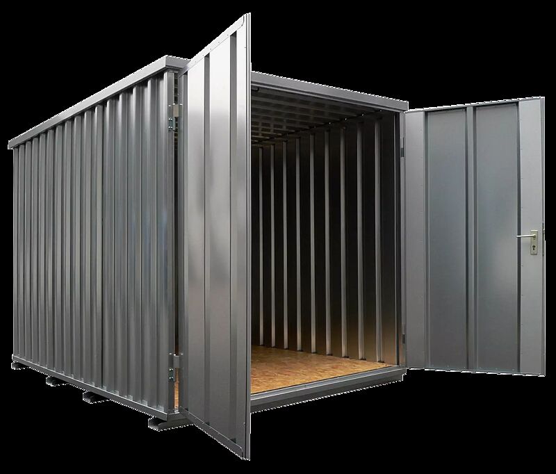 Materialcontainer BOSVILLE, Modell 3, feuerverzinkt, inkl. Boden, Doppelflügeltür an Stirnseite