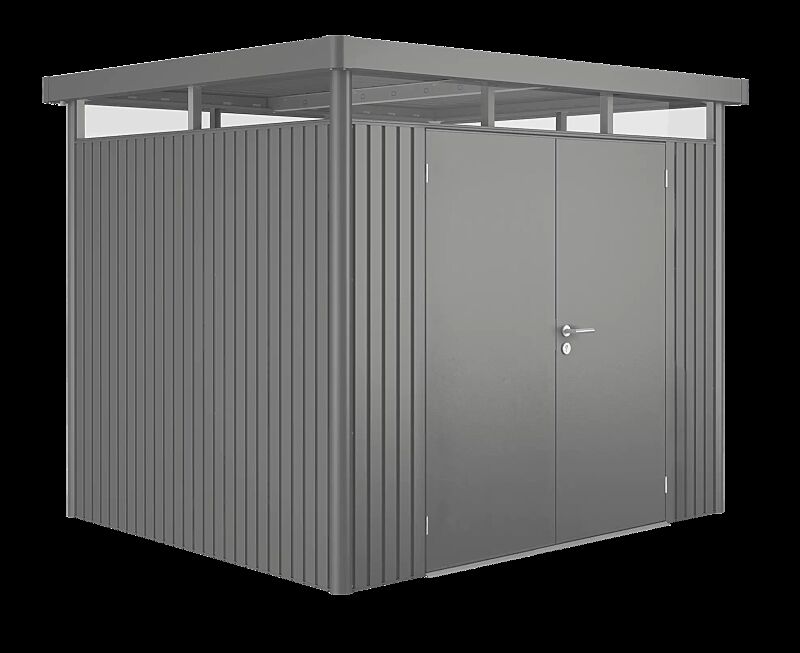 Gerätehaus HighLine®, Modell 3 in quarzgrau-metallic, mit Doppelflügeltür