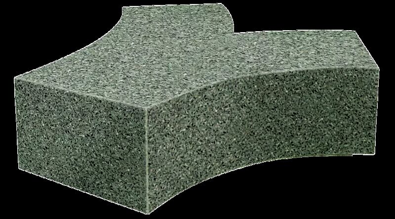 Sitzbank CROSS KUBB aus rekonstituiertem Marmor, Sitzfläche geschliffen, in grün alpi