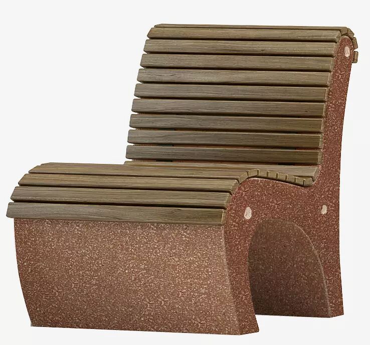 Sitz GEA aus rekonstituiertem Marmor, mit Okouméholzauflage, in verenarot