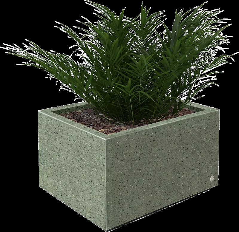 Pflanzbehälter LOUNGE rechteckig, aus rekonstituiertem Marmor, in grün alpi