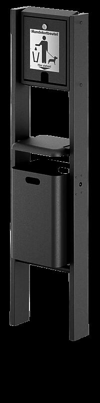 Hundetoilette COVENTRY mit rechteckigem Abfallbehälter, zum Einbetonieren, in RAL 7016 anthrazitgrau