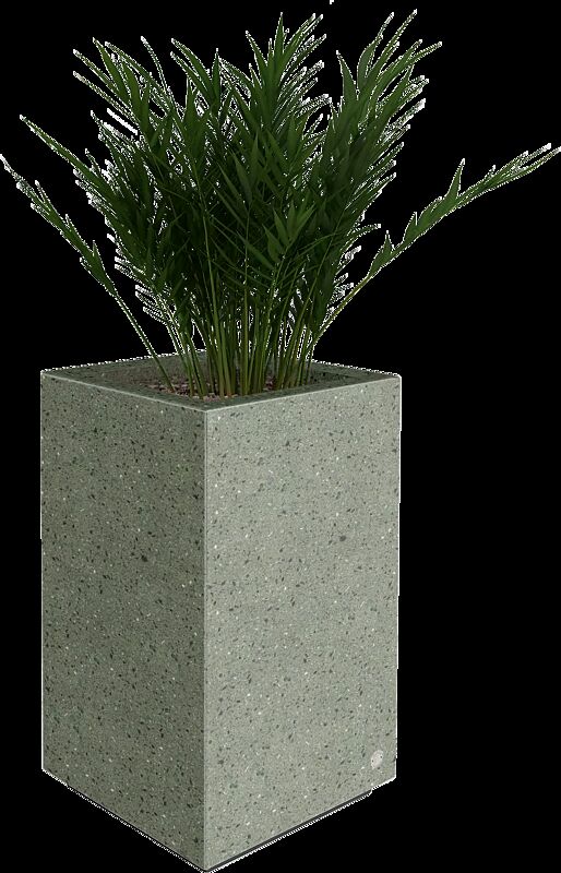 Pflanzbehälter LOUNGE quadratisch, aus rekonstituiertem Marmor, in grün alpi