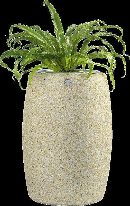 Pflanzbehälter PEGASO aus rekonstituiertem Marmor stockt, in gelb mori