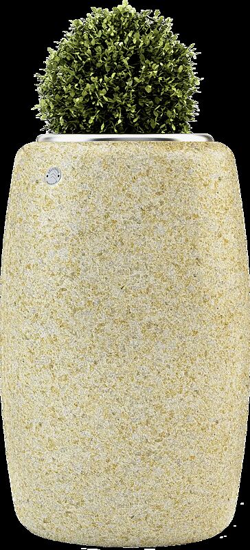 Pflanzbehälter ORIONE aus rekonstituiertem Marmor gestockt, in gelb mori