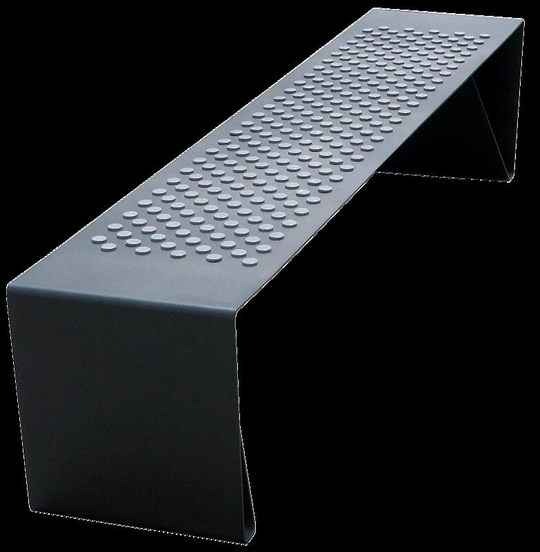 Sitzbank RADIUM ohne Rückenlehne, mit Kunststoffnoppen, in RAL 9007 graualuminium