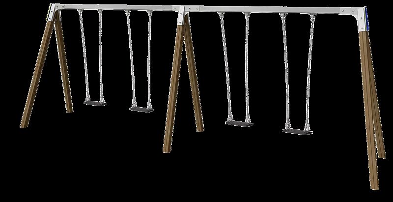 Zweifachschaukel TWINS mit jeweils 2 Standard-Sicherheitsschaukelsitzen, Schaukelbalken aus Edelstahl