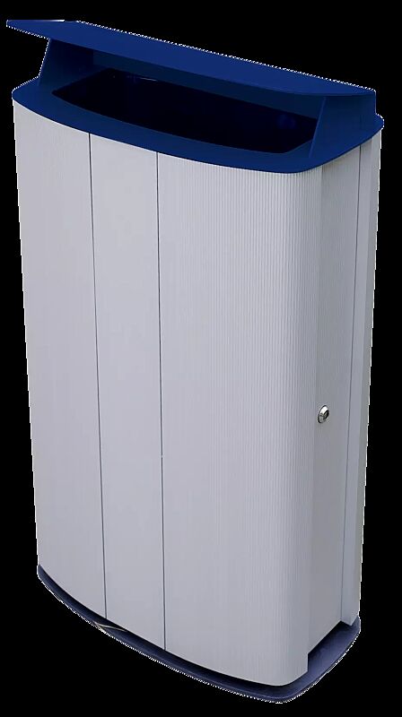 Abfallbehälter MAXIMINIUM, Stahlteile in RAL 5002 ultramarinblau und RAL 7016 anthrazitgrau