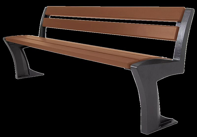 Sitzbank TALLIN mit Rückenlehne, Aluminiumguss in RAL 7016 anthrazitgrau