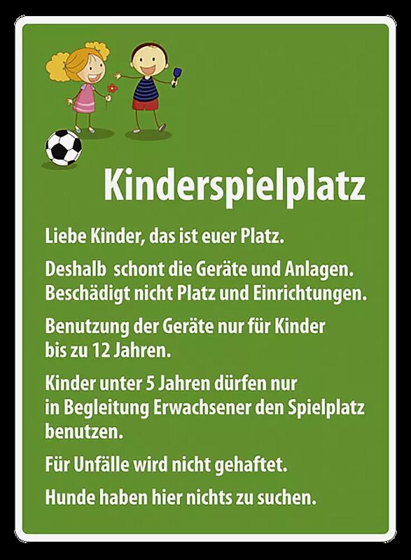 Hinweisschild KINDERSPIELPLATZ MIT SYMBOL