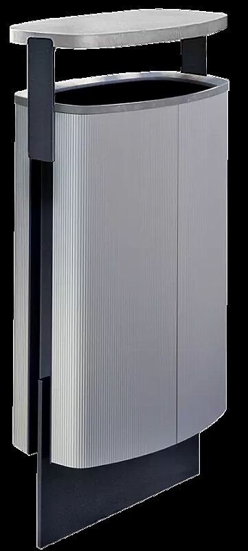 Abfallbehälter MINIUM mit Schutzdach, mit durchgehender flacher Fußplatte zum Aufdübeln, Stahlteile in RAL 7016 anthrazitgrau